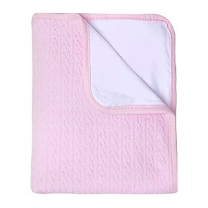 Manta Tricô e Malha Mami Com Forro Rosa