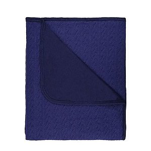 Manta Tricô e Malha Mami Com Forro Azul Marinho