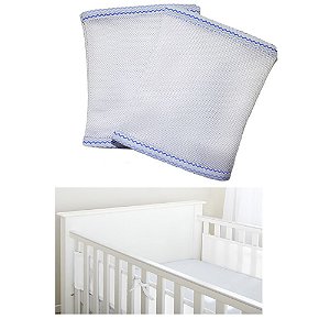 Protetor de Berço Baby Deluxe Azul Chevron