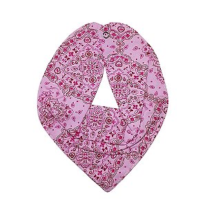 Babador Bandana Bebe Botao Ajustavel Rosa Estampado