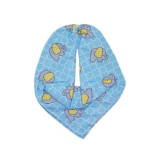 Babador Bandana Bebe Botao Ajustavel Elefante Azul