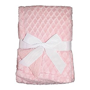 Manta Soft Bebe Cobertor Microfibra Com Sherpa Relevo Rosa