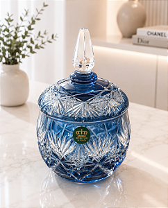 BOMBONIERE CRISTAL STRAUSS COR AZUL CLARO - CX 1 PÇ