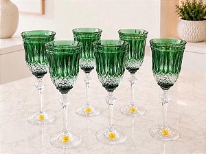 JOGO TAÇAS ÁGUA CRISTAL IMPERATTORE BY STRAUSS - COR VERDE - CX 6 PÇS