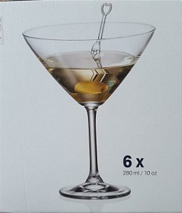JOGO TAÇAS DRY MARTINI CRISTAL ECOLOGICO - TITANIO BOHEMIA - CX 6 PÇS
