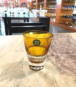JOGO COPOS WHISKY CRISTAL IMPERATTORE  BY STRAUSS C/ FRISO OURO - CORES SORTIDAS  - CX 6 PÇS