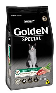 Ração Golden Special Gatos Adultos Castrados Frango e Carne 10,1 kg