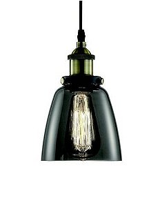 Pendente Maine Ø14CM Vidro Fumê E Metal Preto Hevvy SL-5698/H1 Smoky