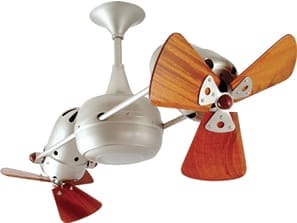 Ventilador Teto Duplo 110/220v Niquel Gerbar Pas de madeira