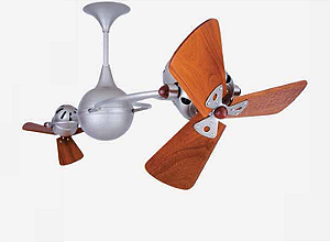 Ventilador Teto Duplo 110/220v Italo Niquel Com Pas Madeira Gerbar