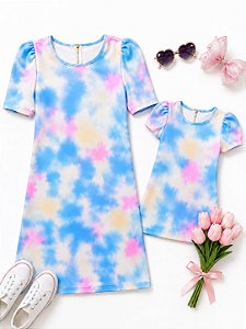 Kit Vestido Tal Mãe Tal Filha Tie Dye Colorido