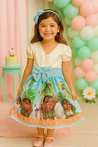 Vestido de festa infantil Moana bege