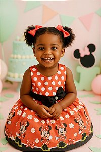 Vestido de festa infantil Minnie Vermelha Luxo Vermelho