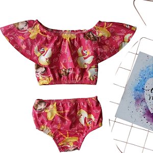 Biquíni Ciganinha 2 peças Cisne Rosa