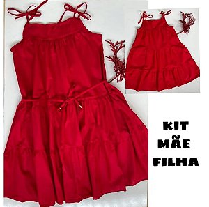 Kit vestido Mãe e filha Maria Vermelho