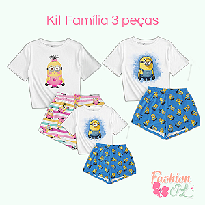 Kit Pijama Família Minions 3 peças