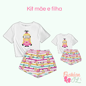 Kit Pijama Mãe e filha Minions 2 peças