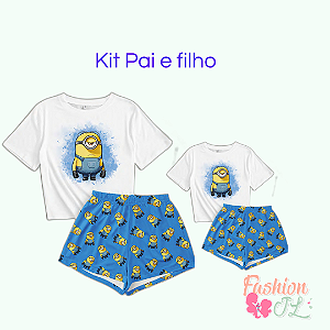 Kit Pijama Pai e Filho Minions 2 peças