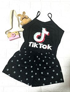 Pijama Adulto Feminino de Alça Tiktok
