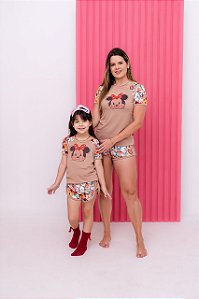 Kit Pijama Verão Mãe e filha Minnie Retrô