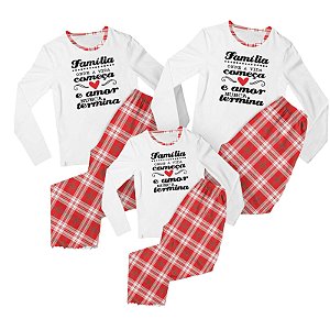 Kit Pijama Familia é amor vermelho Inverno