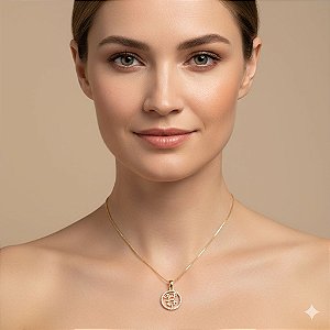 Colar Medalha Menina Cravejada