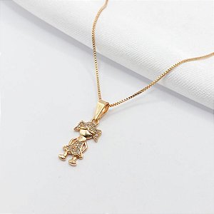 Colar Semi-Joia dourado menina com vestido