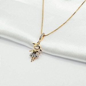Colar Semi-Joia dourado menina com saia