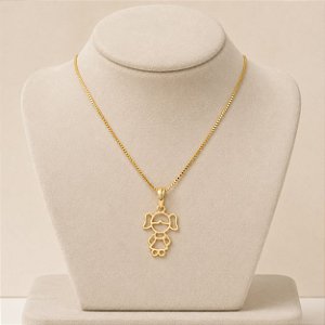 Colar Semi-Joia dourado menina vazado