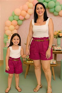 Kit Shorts Mãe e Filha em Bengaline Lilás