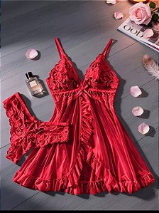Camisola Feminino sexy com Renda e Tule