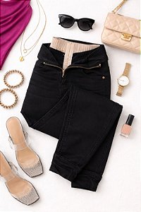 Calça Jeans Feminina Preta Cintura Alta