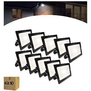 Kit 10 Refletor LED 50W Branco Frio
