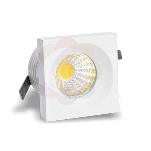 Mini Spot Led Fixo 3w Base Branca Quadrado Branco Frio