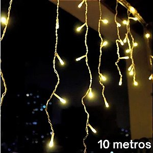 Cascata Led de Natal 10M 220v Branca Quente