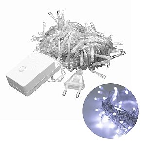 Luzinha de Natal Branco Frio Pisca Pisca 9,7m com 100 Leds