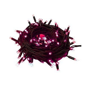 Luzinha de Natal Rosa Pisca Pisca 9,7m com 100 Leds