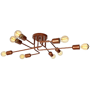 Lustre Plafon Aranha 8 Lâmpadas Charlô Cobre