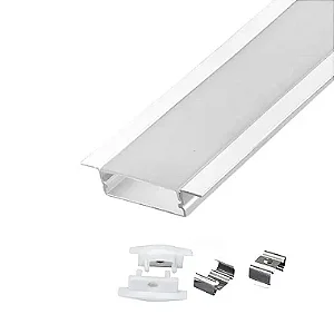 Perfil de LED Branco Embutir 4,0X1,0 cm Barra 2m