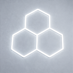 KIT 3 hexágono Perfil Honey 60cm T5 / Hexágono Colmeia