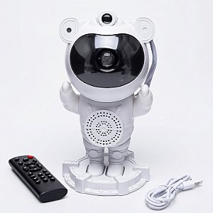Mini Projetor Astronauta Galáxia com Bluetooth e Som