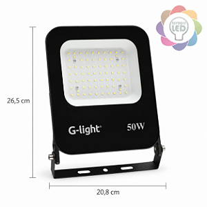 Refletor LED Slim 50W 12–24V DC Branco Frio 6500K IP65 G-light