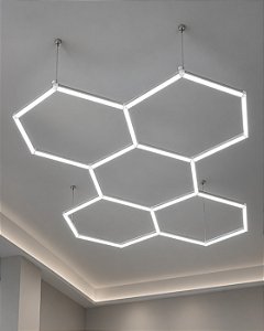 Kit Luminária LED Hexagonal Colmeia 2,60 × 1,40 m Branco Frio