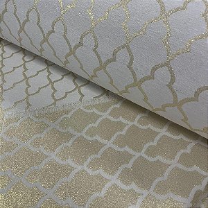 Jacquard lurex dourado e branco