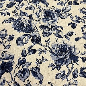 Linho Rosas Azul