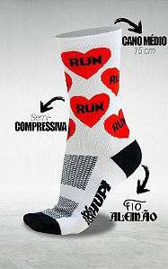 Meia Love Run branca - Pés pequenos