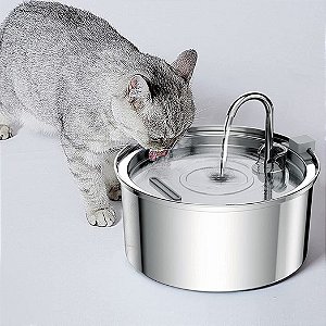 Fonte de Água para Gatos Aço Inox 3L