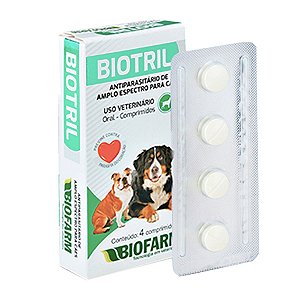 Antiparasitário Biotril Para Cães 4 comprimidos