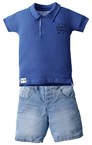 Conjunto Camisa Polo com Bermuda Jeans Diversas Cores - Upi Uli