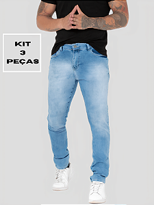 Kit com 3 calças Jeans Masculinas Premium